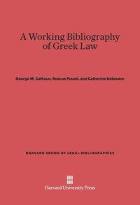 cover of the book A Working Bibliography of Greek Law