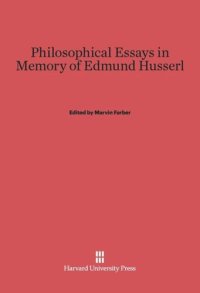 cover of the book Philosophical Essays in Memory of Edmund Husserl