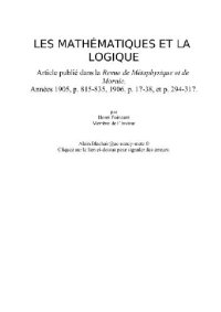 cover of the book Les mathematiques et la logique