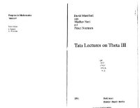 cover of the book Tata lectures on Theta III