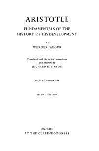 cover of the book Aristotle;: Fundamentals of the history of his development