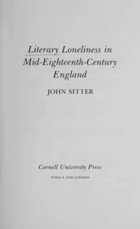 cover of the book Literary Loneliness in Mid-Eighteenth-Century England