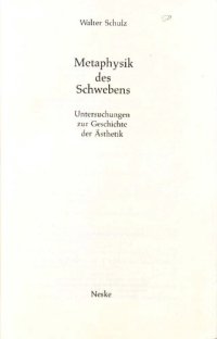 cover of the book Metaphysik des Schwebens. Untersuchungen zur Geschichte der Ästhetik