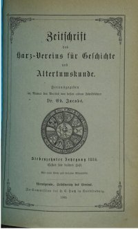 cover of the book Zeitschrift des Harz-Vereins für Geschichte und Alterthumskunde