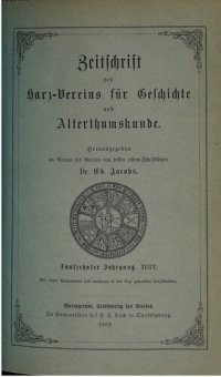 cover of the book Zeitschrift des Harz-Vereins für Geschichte und Alterthumskunde