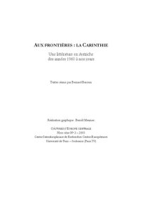 cover of the book AUX FRONTIÈRES : LA CARINTHIE Une littérature en Autriche des années 1960 à nos jours