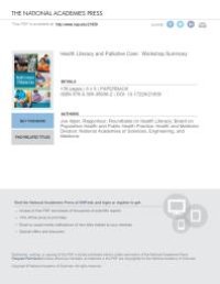 cover of the book Health Literacy and Palliative Care: Workshop Summary