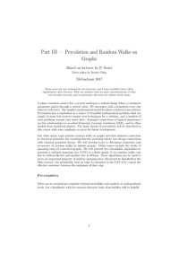 cover of the book Percolation and Random Walks on Graphs