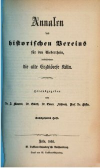 cover of the book Annalen des Historischen Vereins für den Niederrhein, insbesondere die alte Erzdiözese Köln