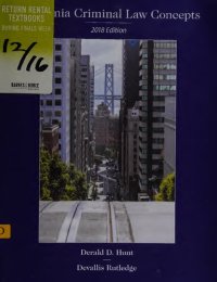 cover of the book CalIfornia Criminal Law Concepts 2018 edition