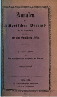 cover of the book Annalen des Historischen Vereins für den Niederrhein, insbesondere die alte Erzdiözese Köln