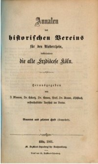 cover of the book Annalen des Historischen Vereins für den Niederrhein, insbesondere die alte Erzdiözese Köln