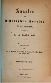 cover of the book Annalen des Historischen Vereins für den Niederrhein, insbesondere die alte Erzdiözese Köln