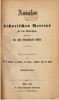 cover of the book Annalen des Historischen Vereins für den Niederrhein, insbesondere die alte Erzdiözese Köln