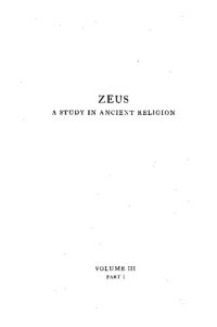 cover of the book Zeus - A Study in Ancient Religion - Vol III Part I