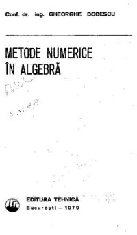 cover of the book Metode numerice în algebră