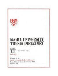 cover of the book McGill University Thesis Directory: Volume II: 1960-1973