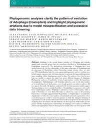 cover of the book Phylogenomic analyses clarify the pattern of evolution of Adephaga (Coleoptera) and highlight phylogenetic artefacts due to model misspecification and excessive data trimming