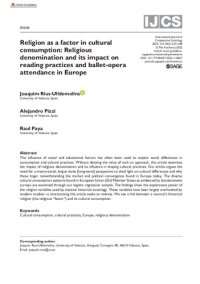 cover of the book Religion as a factor in cultural consumption: Religious denomination and its impact on reading practices and ballet-opera attendance in Europe