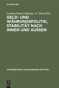 cover of the book Geld- und Währungspolitik, Stabilität nach innen und aussen