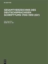 cover of the book Gesamtverzeichnis des deutschsprachigen Schrifttums 1700–1910 (GV): Band 75 Ki - Kis