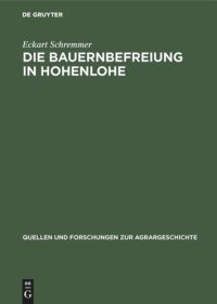 cover of the book Die Bauernbefreiung in Hohenlohe