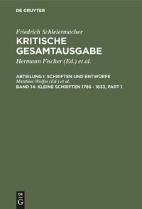 cover of the book Kritische Gesamtausgabe: Band 14 Kleine Schriften 1786 - 1833