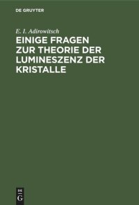 cover of the book Einige Fragen zur Theorie der Lumineszenz der Kristalle