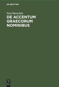 cover of the book De Accentum Graecorum Nominibus