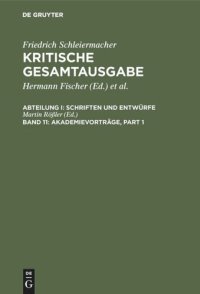 cover of the book Kritische Gesamtausgabe: Band 11 Akademievorträge