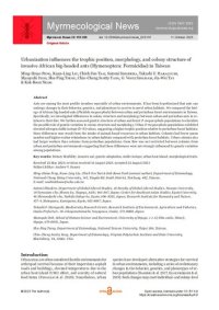 cover of the book Urbanization influences the trophic position, morphology, and colony structure of invasive African big-headed ants (Hymenoptera: Formicidae) in Taiwan