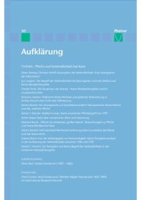 cover of the book Aufklärung, Band 30: Pflicht und Verbindlichkeit bei Kant. Quellengeschichtliche, systematische und wirkungsgeschichtliche Beiträge