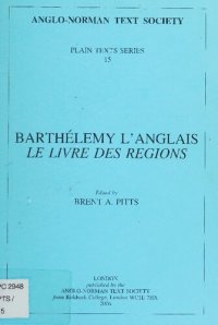 cover of the book Barthélemy l'Anglais, Le Livre des Regions