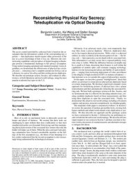 cover of the book Reconsidering Physical Key Secrecy: Teleduplication via Optical Decoding