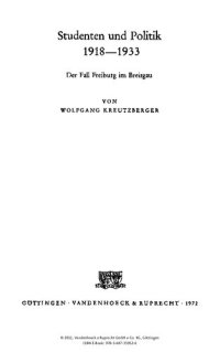 cover of the book Studenten und Politik 1918-1933: Der Fall Freiburg im Breisgau