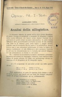 cover of the book Analisi della sillogistica.