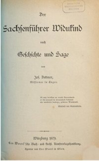 cover of the book Der Sachsenführer Widukind nach Geschichte und Sage