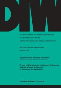 cover of the book Niveau und Struktur der verfügbaren Einkommen und des privaten Verbrauchs in den neuen Bundesländern