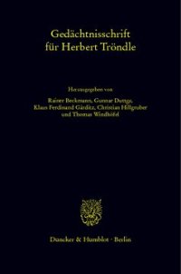 cover of the book Gedächtnisschrift für Herbert Tröndle