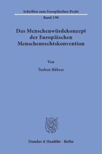 cover of the book Das Menschenwürdekonzept der Europäischen Menschenrechtskonvention