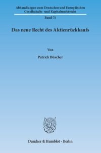 cover of the book Das neue Recht des Aktienrückkaufs