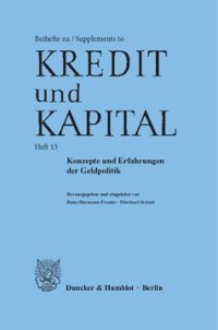 cover of the book Konzepte und Erfahrungen der Geldpolitik