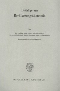 cover of the book Beiträge zur Bevölkerungsökonomie