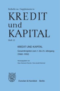 cover of the book Kredit und Kapital: Gesamtregister zum 1. bis 25. Jahrgang (1968–1992)