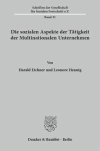 cover of the book Die sozialen Aspekte der Tätigkeit der Multinationalen Unternehmen