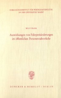 cover of the book Auswirkungen von Fahrpreisänderungen im öffentlichen Personennahverkehr