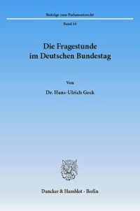 cover of the book Die Fragestunde im Deutschen Bundestag