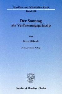 cover of the book Der Sonntag als Verfassungsprinzip