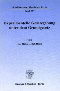 cover of the book Experimentelle Gesetzgebung unter dem Grundgesetz