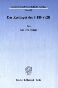 cover of the book Das Rechtsgut des § 189 StGB